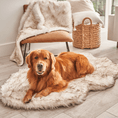 Load image into Gallery viewer, PupRug™ Faux Fur Orthopedic Dog Bed - Curve White with Brown Accents
