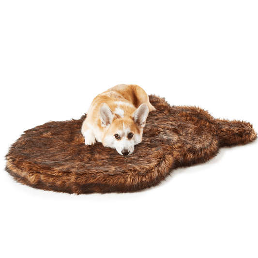 PupRug™ Faux Fur Orthopedic Dog Bed - Curve Brown