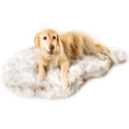 Load image into Gallery viewer, PupRug™ Faux Fur Orthopedic Dog Bed - Curve White with Brown Accents
