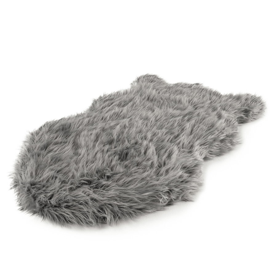 PupRug™ Faux Fur Orthopedic Dog Bed - Curve Charcoal Grey