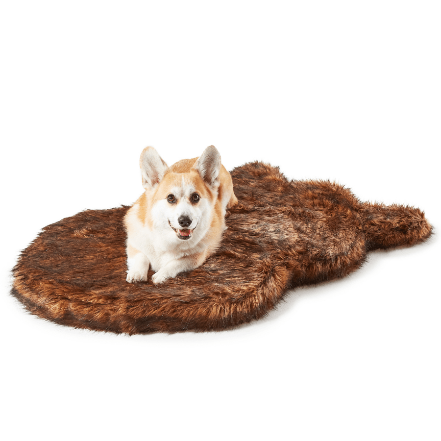 PupRug™ Faux Fur Orthopedic Dog Bed - Curve Brown