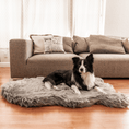 Load image into Gallery viewer, PupRug™ Faux Fur Orthopedic Dog Bed - Curve Charcoal Grey
