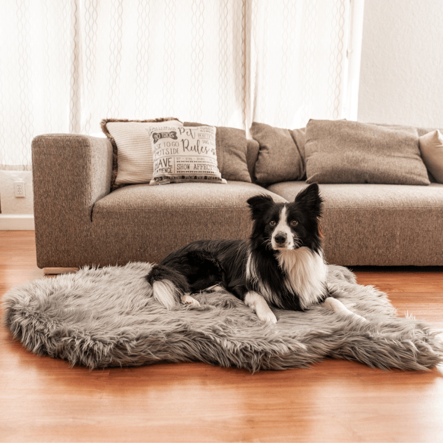 PupRug™ Faux Fur Orthopedic Dog Bed - Curve Charcoal Grey