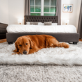 Load image into Gallery viewer, PupRug™ Faux Fur Orthopedic Dog Bed - Rectangle White with Brown Accents
