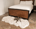 Load image into Gallery viewer, PupRug™ Runner Faux Fur Memory Foam Dog Bed - Curve White with Brown Accents
