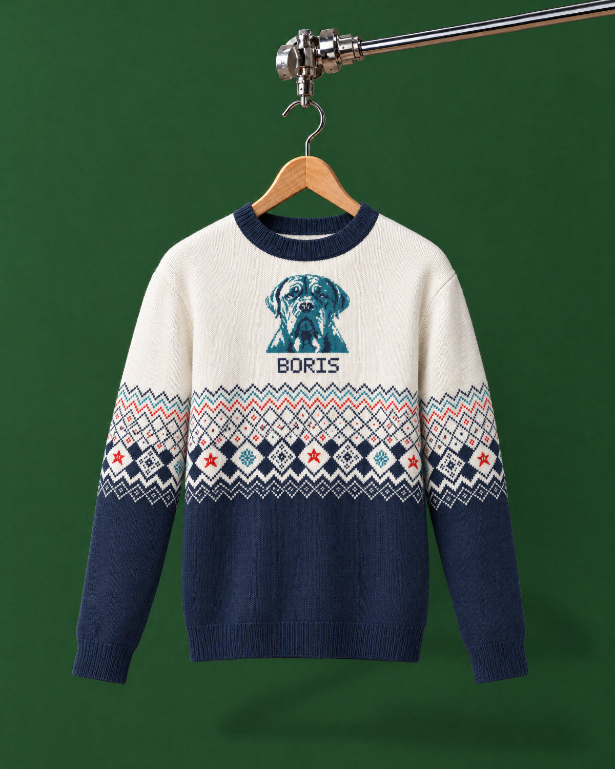 Custom Pet Knitted Holiday Sweater - Arctic Dream Blue