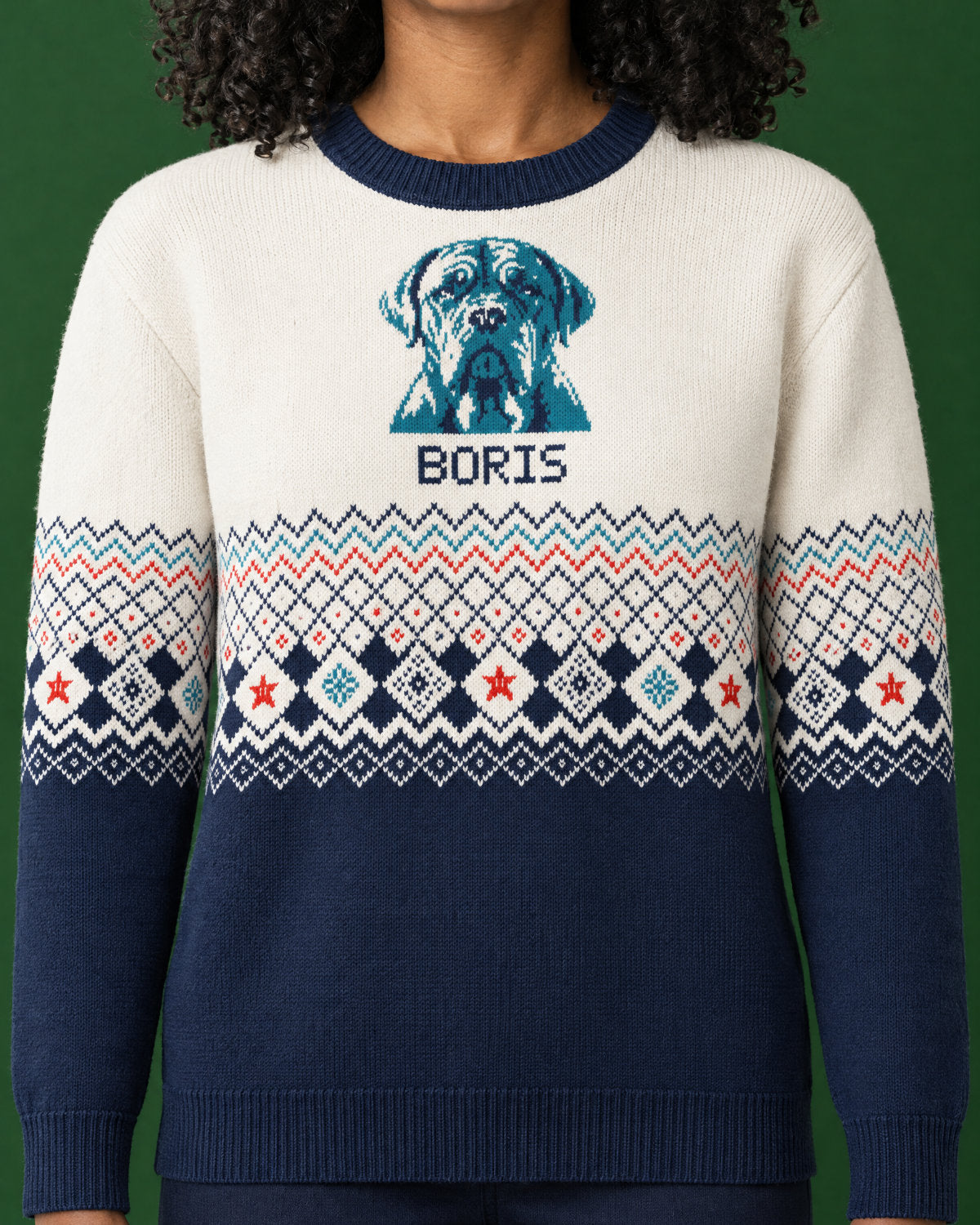 Custom Pet Knitted Holiday Sweater - Arctic Dream Blue