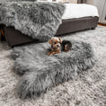 Load image into Gallery viewer, PupRug™ Faux Fur Orthopedic Dog Bed - Curve Charcoal Grey
