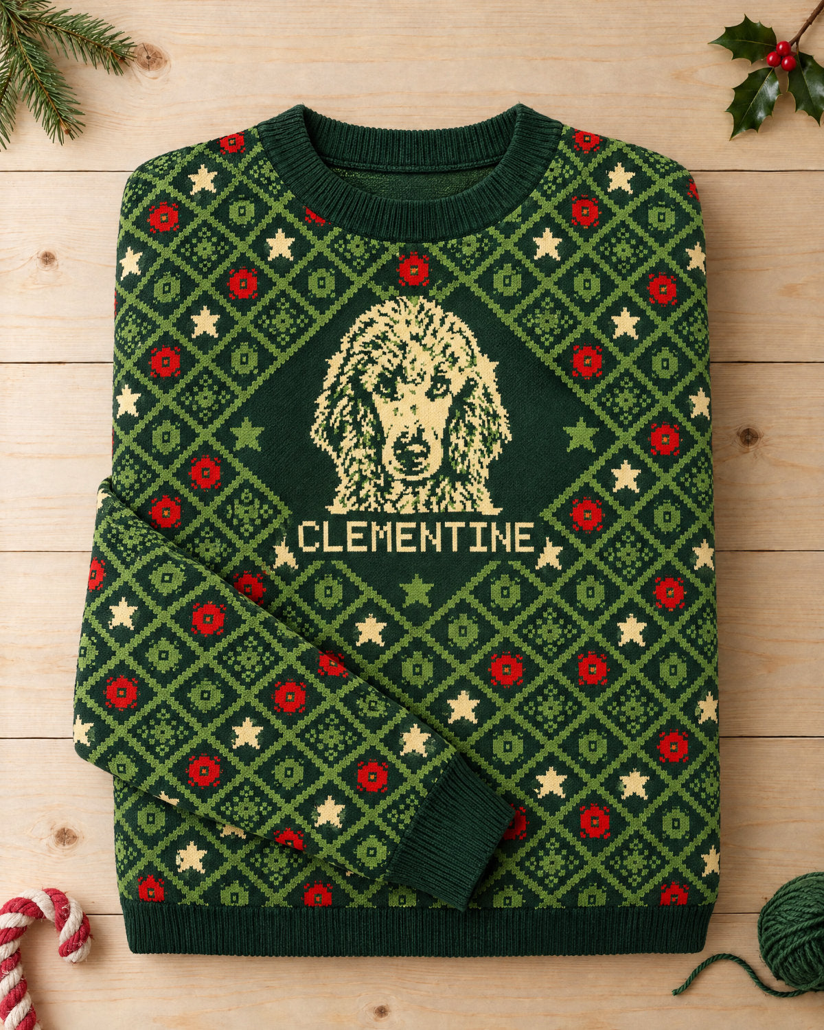 Custom Pet Knitted Holiday Sweater - Evergreen Classic