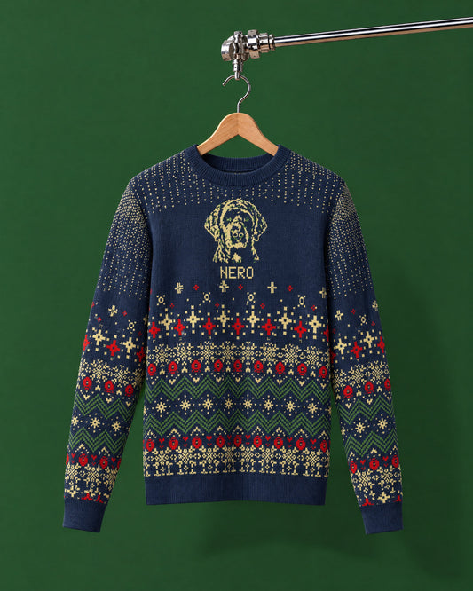 Custom Pet Holiday Sweater - Frosty Morning Blue