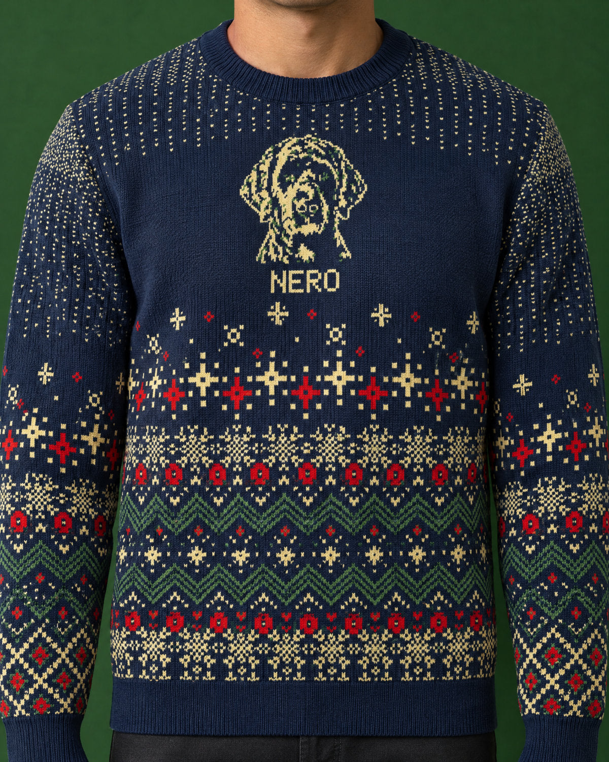 Custom Pet Holiday Sweater - Frosty Morning Blue