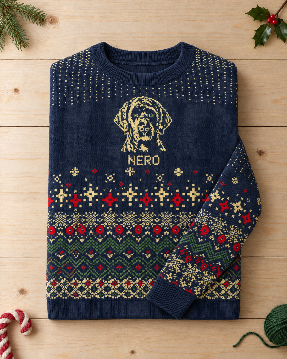 Custom Pet Holiday Sweater - Frosty Morning Blue