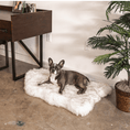 Load image into Gallery viewer, PupRug™ Faux Fur Orthopedic Dog Bed - Curve White with Brown Accents
