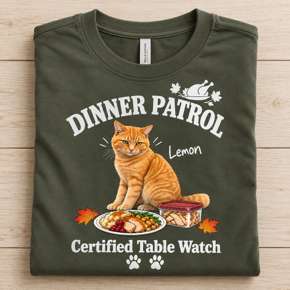 Dinner Patrol – Funny Custom Pet T-Shirt from Your Pet's Photo