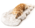 Load image into Gallery viewer, PupRug™ Runner Faux Fur Memory Foam Dog Bed - Curve White with Brown Accents
