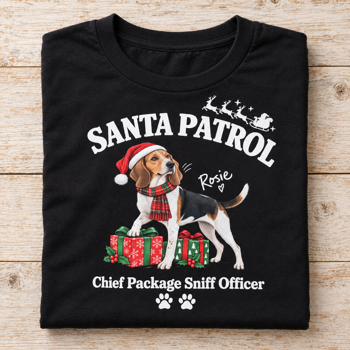 Santa Patrol – Funny Custom Pet T-Shirt from Your Pet's Photo