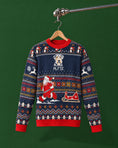 Load image into Gallery viewer, Custom Pet Knitted Holiday Sweater - Santa's Sleigh Blue
