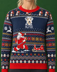 Load image into Gallery viewer, Custom Pet Knitted Holiday Sweater - Santa's Sleigh Blue
