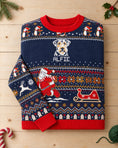 Load image into Gallery viewer, Custom Pet Knitted Holiday Sweater - Santa's Sleigh Blue
