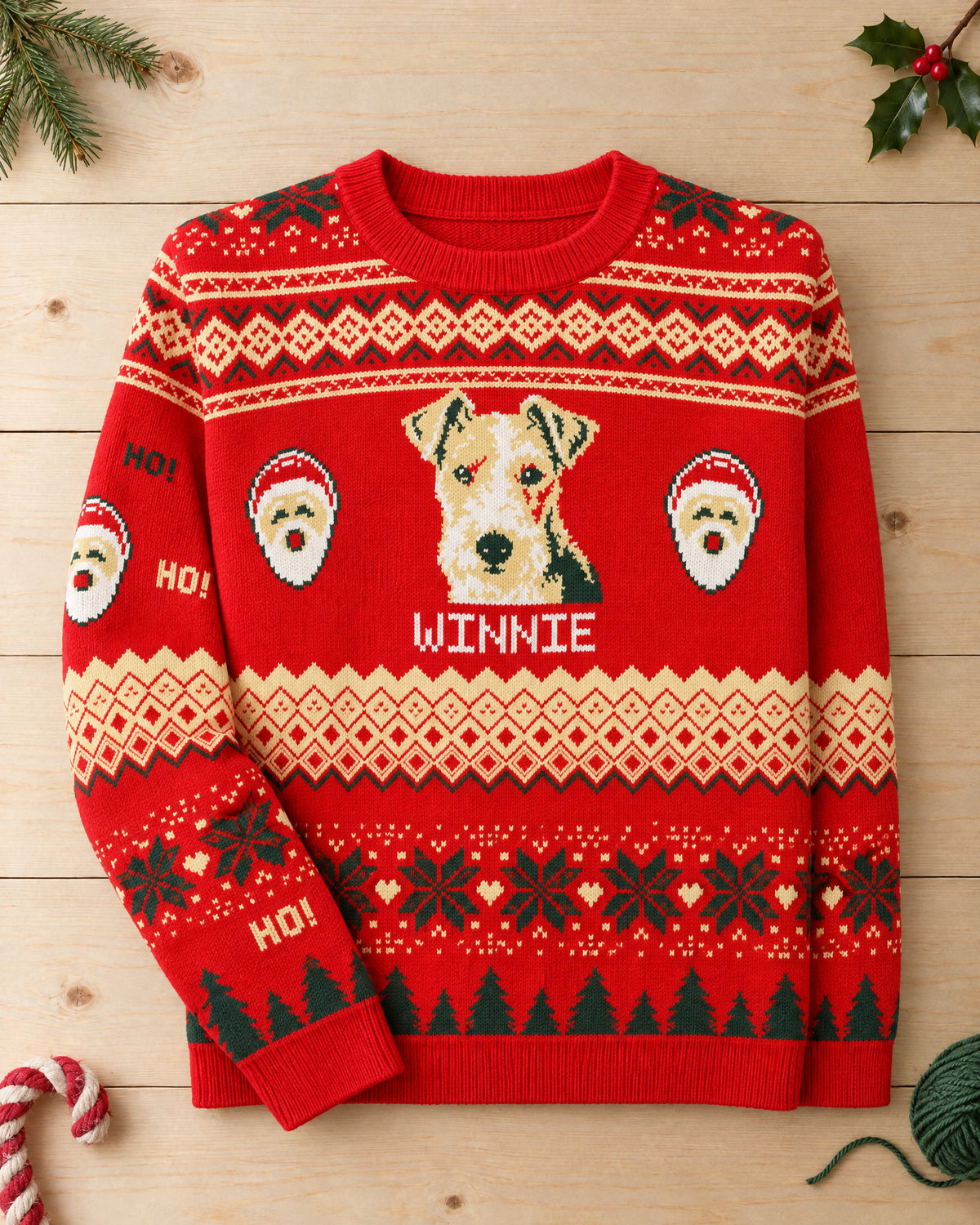 Custom Pet Knitted Holiday Sweater - Santa's Workshop