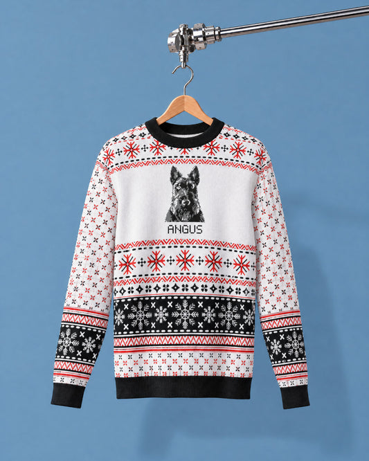 Custom Pet Knitted Holiday Sweater - Snow Day White