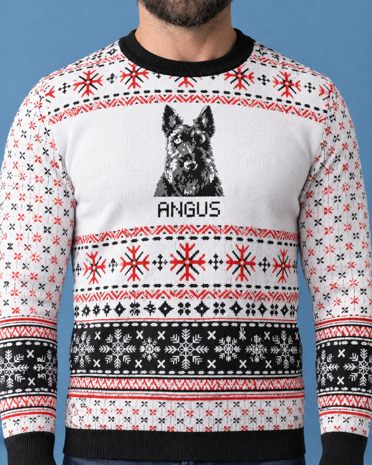Custom Pet Knitted Holiday Sweater - Snow Day White