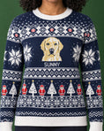 Load image into Gallery viewer, Custom Pet Knitted Holiday Sweater - Snowflake Navy
