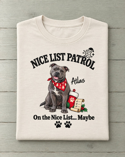 On the Nice List (Maybe) – Funny Custom Pet T-Shirt from Your Pet's Photo