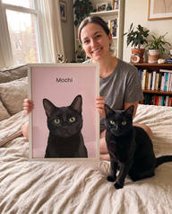Black cat as a framed modern pet portrait