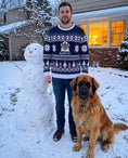 Load image into Gallery viewer, Custom Pet Knitted Holiday Sweater - Snowflake Navy | Alpha Paw
