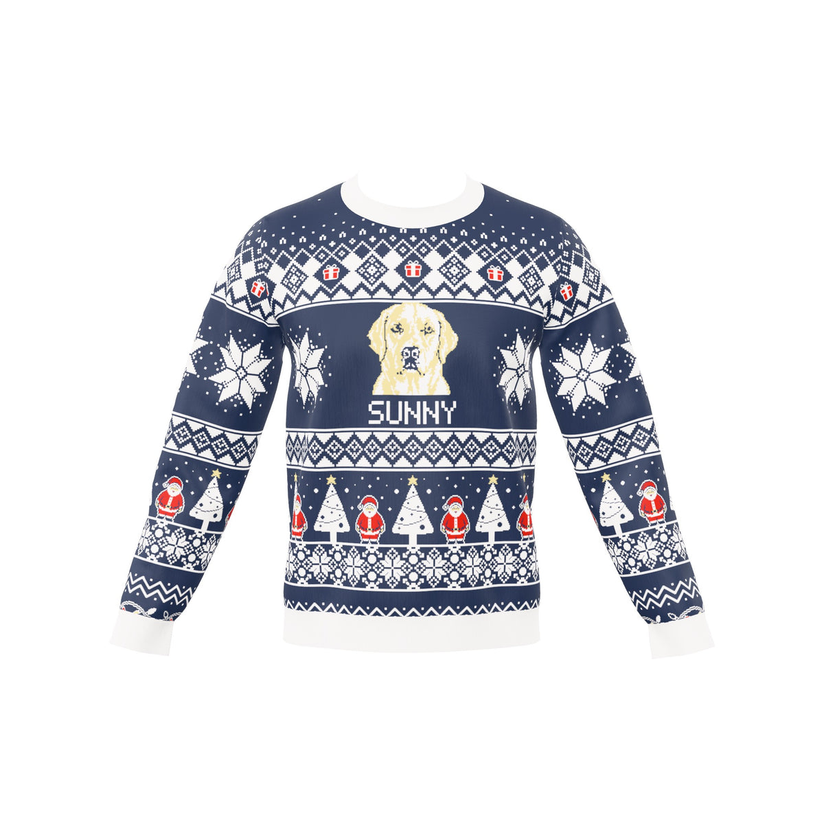 Custom Pet Knitted Holiday Sweater - Snowflake Navy | Alpha Paw
