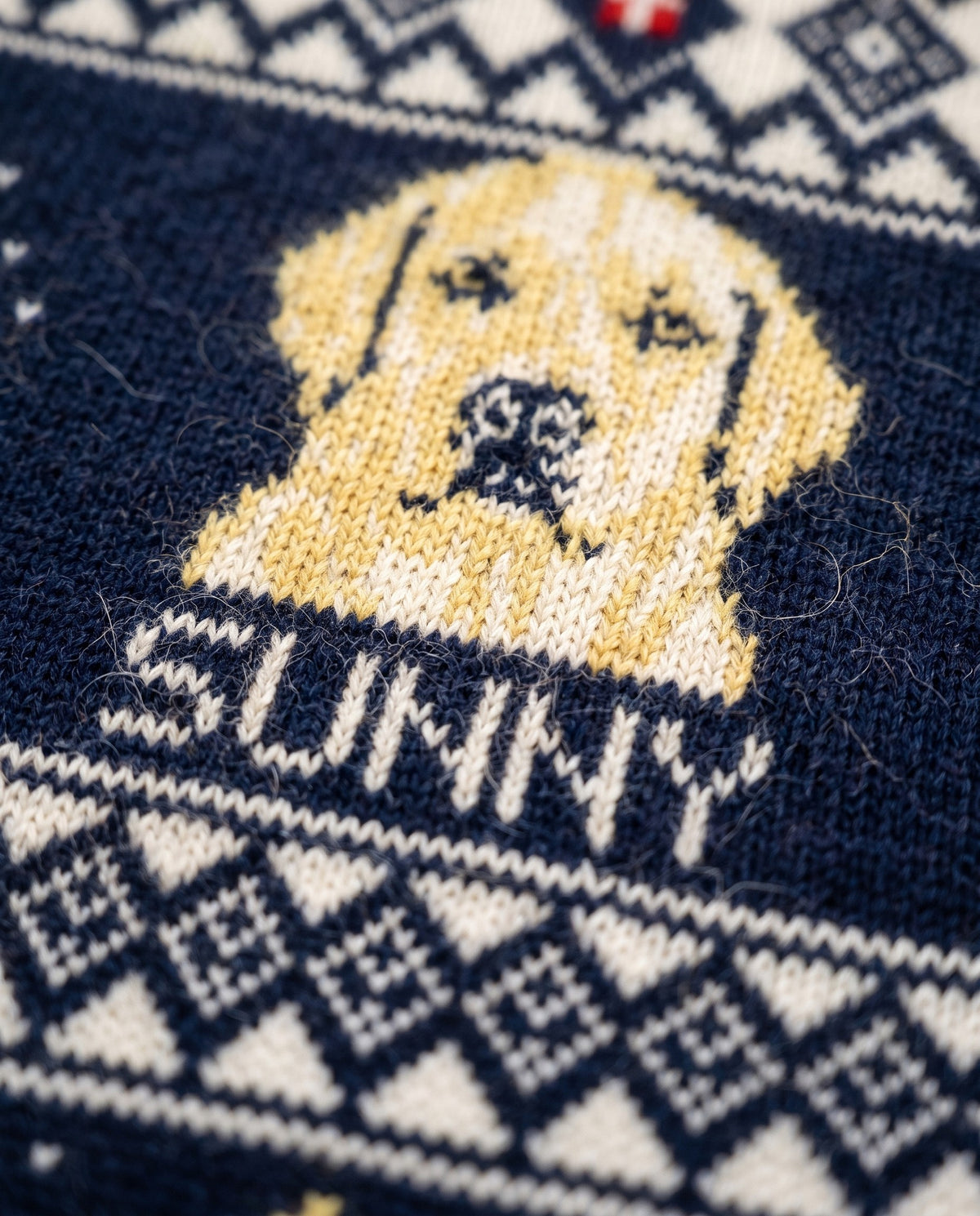 Custom Pet Knitted Holiday Sweater - Snowflake Navy | Alpha Paw