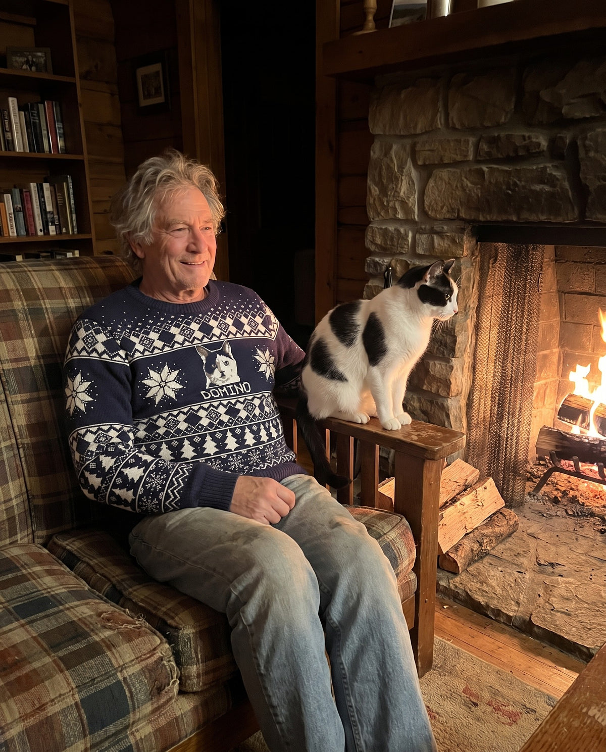 Custom Pet Knitted Holiday Sweater - Winter Sky Blue | Alpha Paw