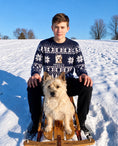 Load image into Gallery viewer, Custom Pet Knitted Holiday Sweater - Winter Sky Blue | Alpha Paw
