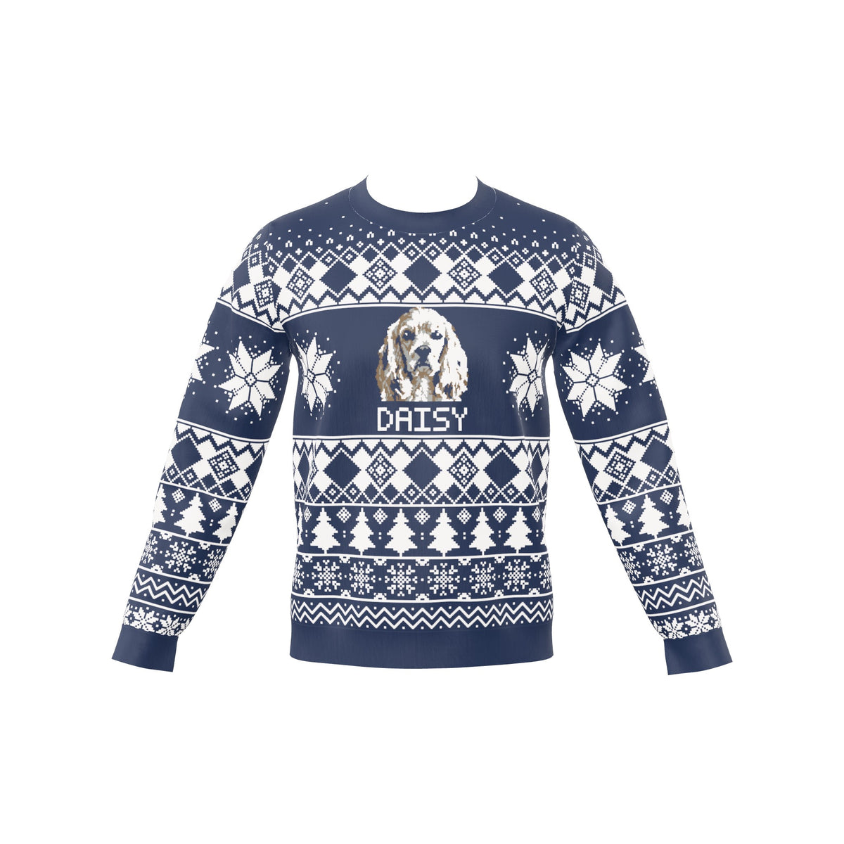 Custom Pet Knitted Holiday Sweater - Winter Sky Blue | Alpha Paw