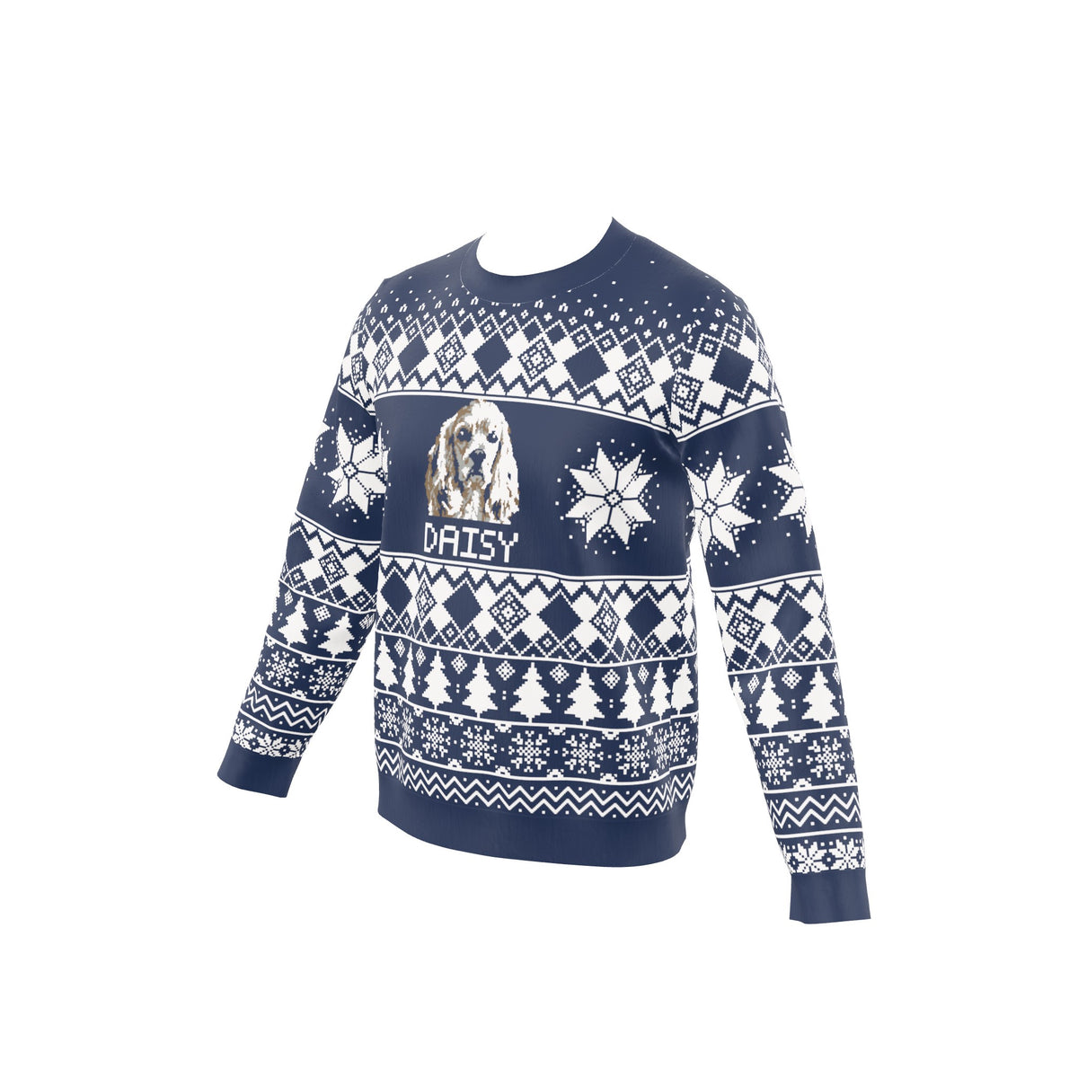 Custom Pet Knitted Holiday Sweater - Winter Sky Blue | Alpha Paw