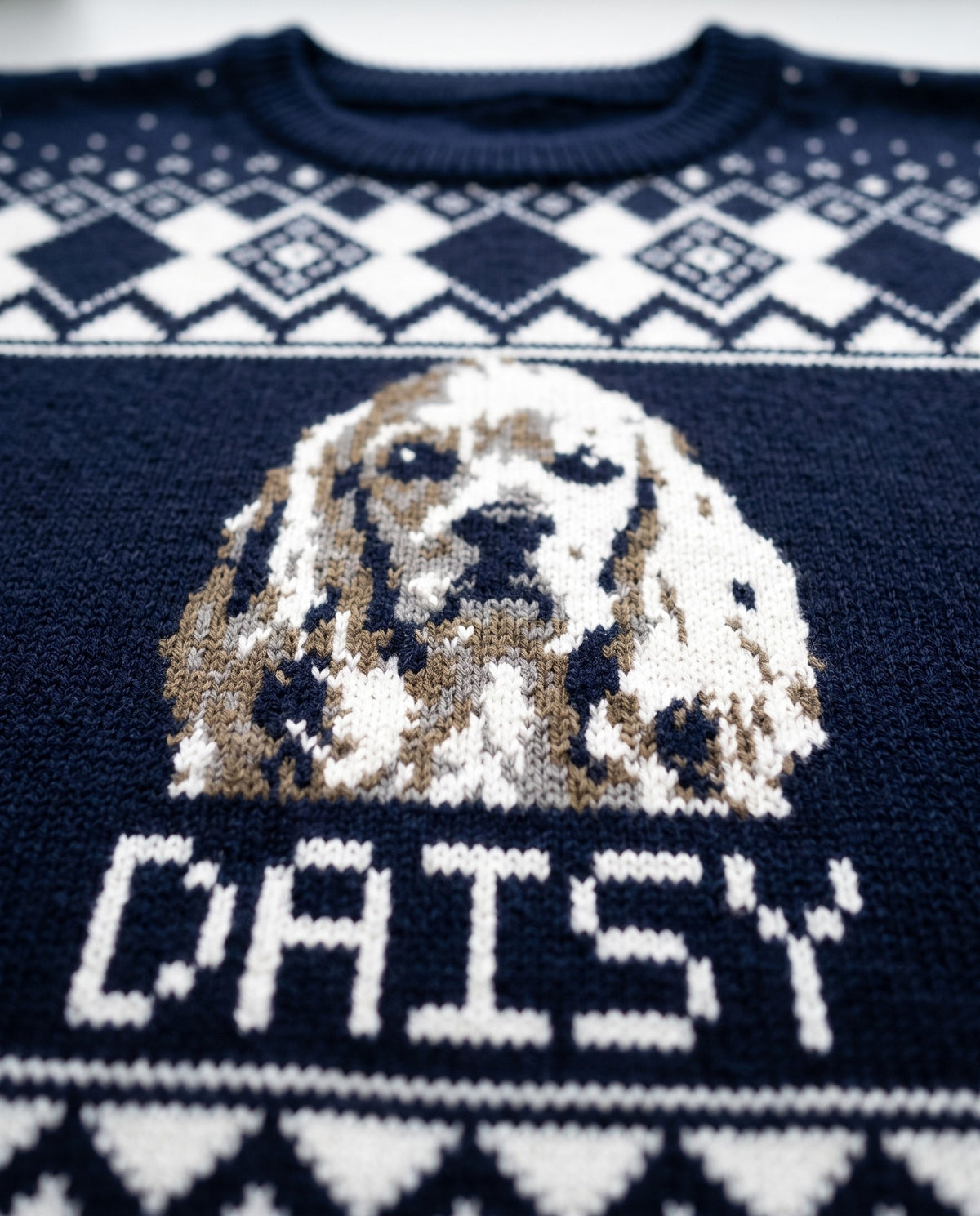 Custom Pet Knitted Holiday Sweater - Winter Sky Blue | Alpha Paw