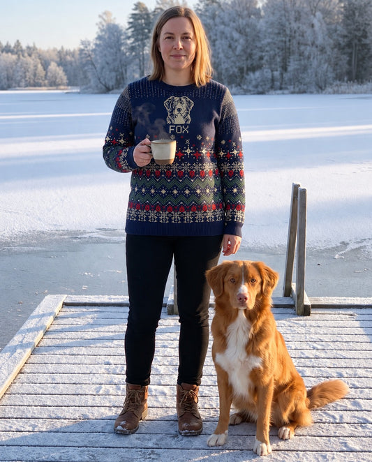 Custom Pet Holiday Sweater - Frosty Morning Blue | Alpha Paw