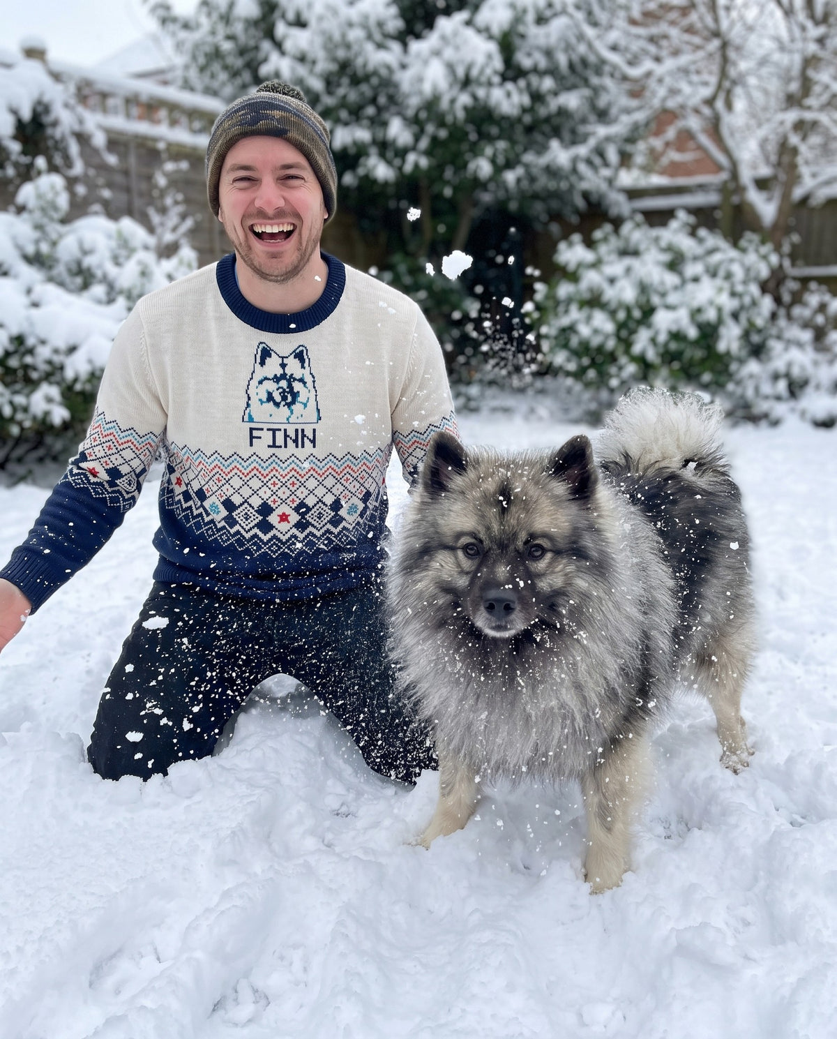 Custom Pet Knitted Holiday Sweater - Arctic Dream Blue | Alpha Paw