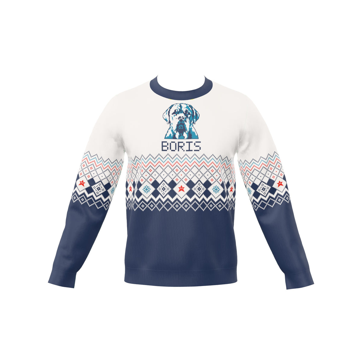 Custom Pet Knitted Holiday Sweater - Arctic Dream Blue | Alpha Paw