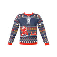 Load image into Gallery viewer, Custom Pet Knitted Holiday Sweater - Santa's Sleigh Blue | Alpha Paw
