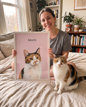 Calico cat as a framed modern pet portrait