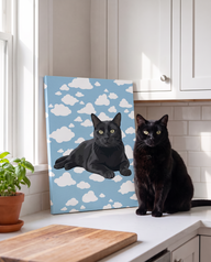Black cat on a personalized wrapped canvas print