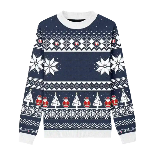 Custom Pet Knitted Holiday Sweater - Snowflake Navy
