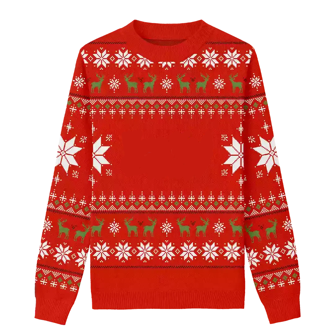 Custom Pet Knitted Holiday Sweater - Fireside Red
