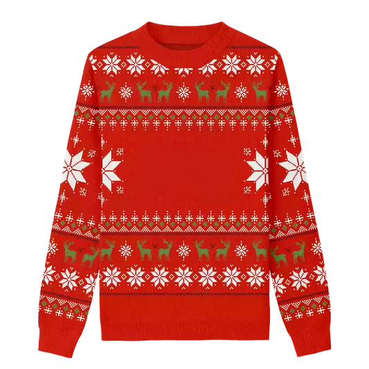 Custom Pet Knitted Holiday Sweater - Fireside Red