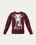 Load image into Gallery viewer, Custom Pet Sweater, knitted from your pet's photo, burgundy with pet portrait and name | Alpha Paw

