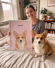 Corgi as a framed modern pet portrait