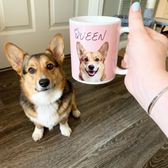 Sable corgi on a personalized pet coffee mug