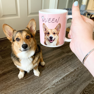 Sable corgi on a personalized pet coffee mug